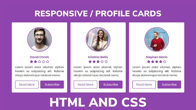 Responsive Profile Cards using HTML & CSS Only Responsive Profile Cards using HTML & CSS Only