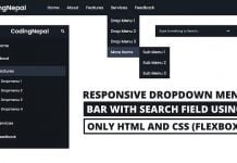Responsive Dropdown Menu Bar with Search Field using HTML & CSS Responsive Dropdown Menu Bar with Search Field using only HTML & CSS