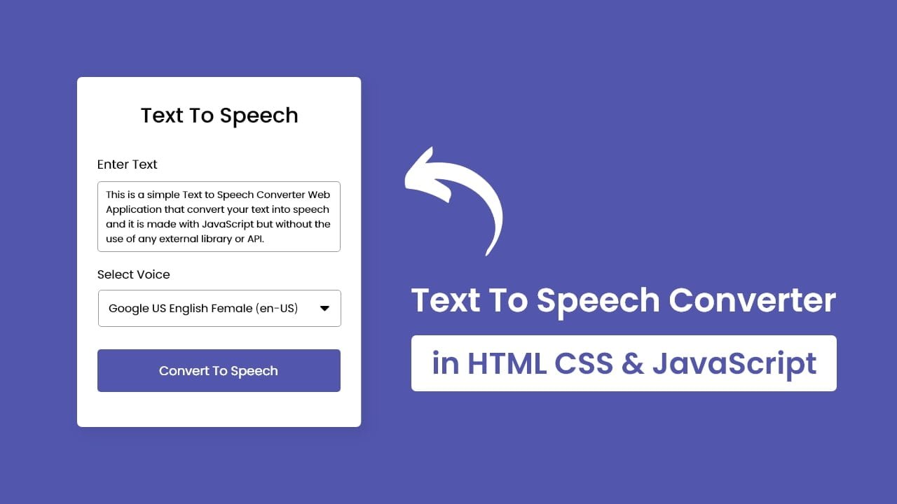 Text To Speech Converter in HTML CSS & JavaScript 1 Text To Speech Converter in HTML CSS & JavaScript