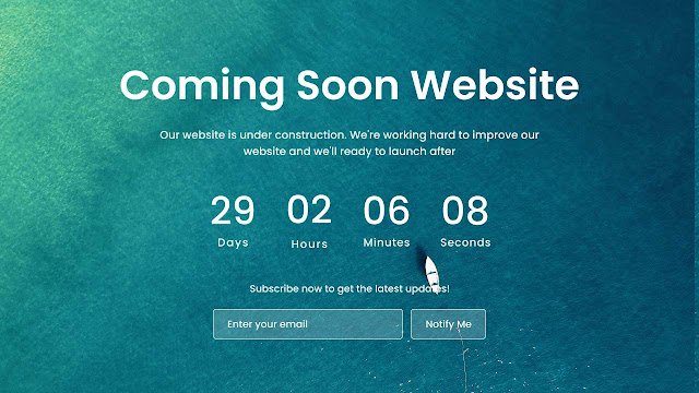 Website Coming Soon Page in HTML CSS & JavaScript Website Coming Soon Page in HTML CSS & JavaScript
