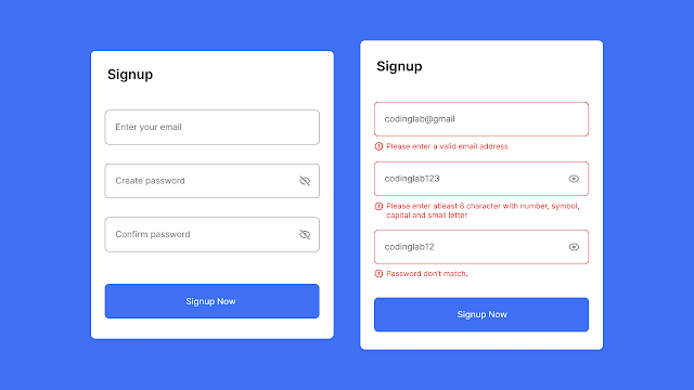 Email & Password Validation in HTML CSS & JavaScript Email & Password Validation in HTML CSS & JavaScript