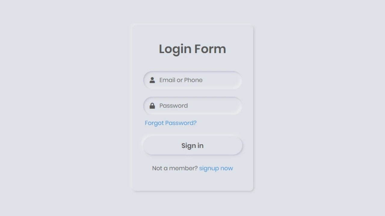 30+ Free Login & Registration Form Templates in HTML & CSS 14 Neumorphism Login Form in HTML CSS