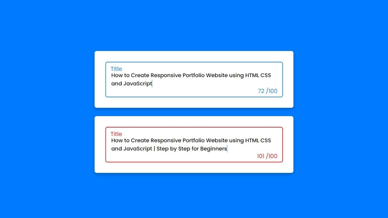 Character Limit using HTML CSS and JavaScript 1 Character Limit using HTML CSS and JavaScript