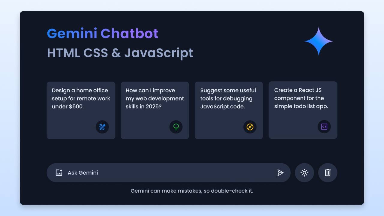 Build Google Gemini AI Chatbot with HTML CSS & JavaScript 1 Build Google Gemini AI Chatbot with HTML CSS & JavaScript