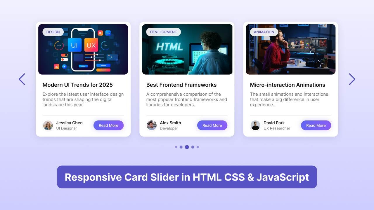 Create Responsive Card Slider in HTML CSS & JavaScript | SwiperJS 1 Create Responsive Card Slider in HTML CSS & JavaScript (SwiperJS)
