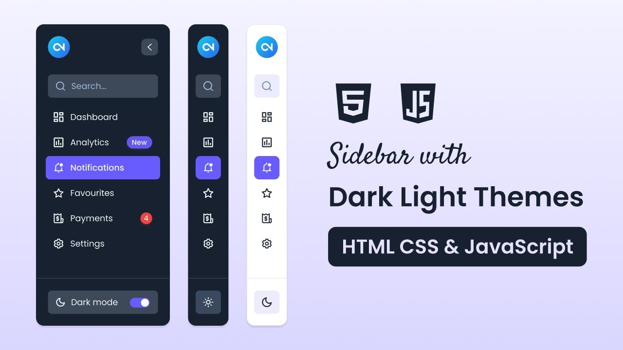 Sidebar Menu with Dark/Light Theme Toggle in HTML CSS & JavaScript 1 Sidebar Menu with DarkLight Theme Toggle in HTML CSS & JavaScript